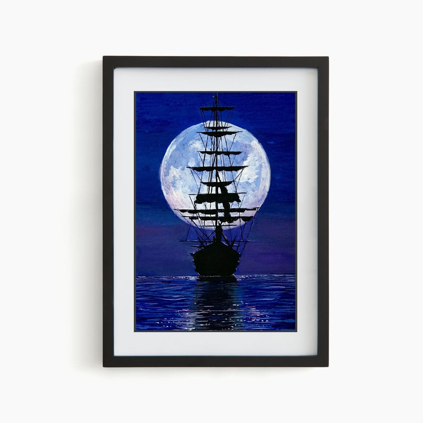 Ship in Moonlight Print
